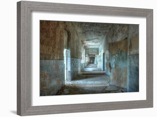 Corridor in an Abandoned Hospital in Beelitz-Stefan Schierle-Framed Photographic Print