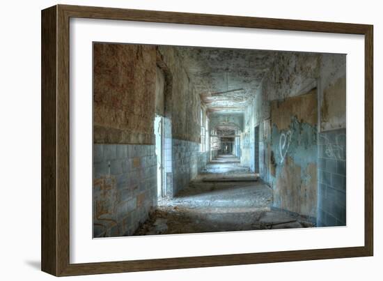 Corridor in an Abandoned Hospital in Beelitz-Stefan Schierle-Framed Photographic Print