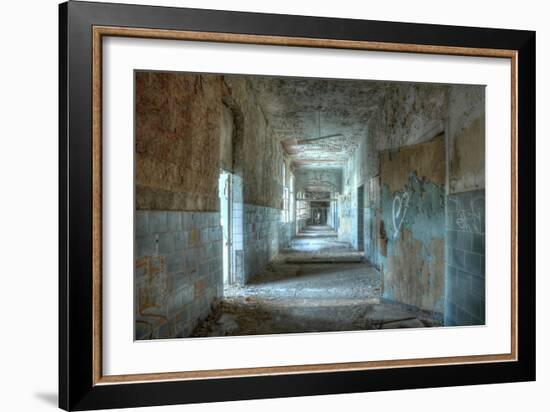 Corridor in an Abandoned Hospital in Beelitz-Stefan Schierle-Framed Photographic Print