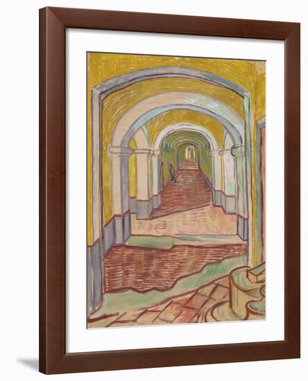 Corridor in the Asylum-Vincent Van Gogh-Framed Premium Giclee Print