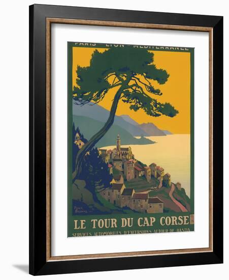 Corsica Island France - Le Tour Du Cap Corse - Vintage PLM Railway Travel Poster, 1923-Roger Broders-Framed Art Print
