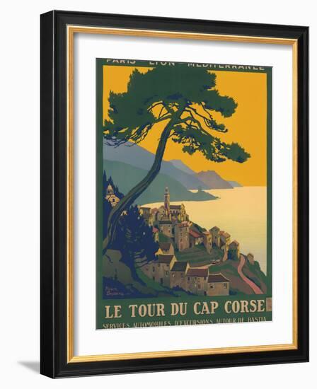 Corsica Island France - Le Tour Du Cap Corse - Vintage PLM Railway Travel Poster, 1923-Roger Broders-Framed Art Print