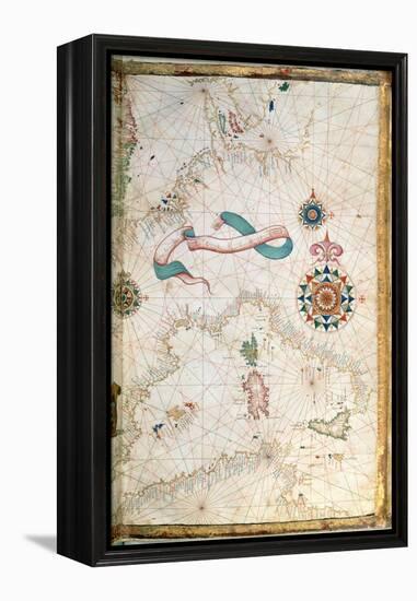 Corsica, Sardinia and Sicily, Detail from a World Atlas, 1565 (Vellum)-Diego Homen-Framed Premier Image Canvas