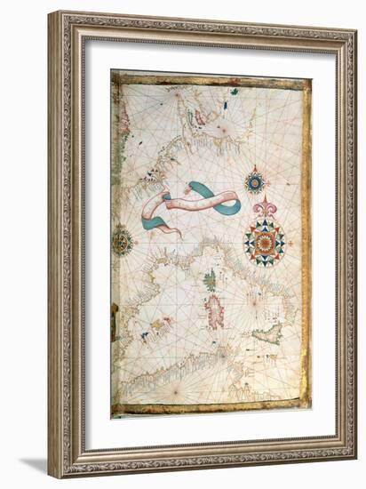 Corsica, Sardinia and Sicily, Detail from a World Atlas, 1565 (Vellum)-Diego Homen-Framed Giclee Print
