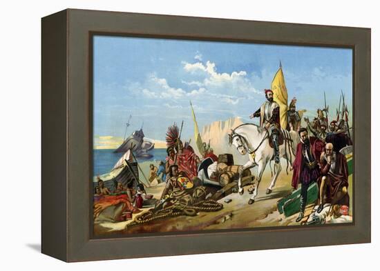 Cortes Scuttling His Ships after Landing in Mexico, c.1518-null-Framed Premier Image Canvas