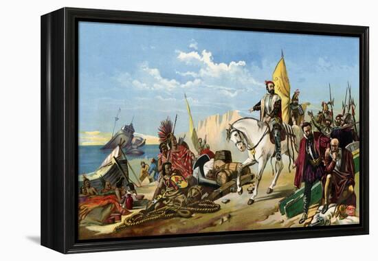 Cortes Scuttling His Ships after Landing in Mexico, c.1518-null-Framed Premier Image Canvas