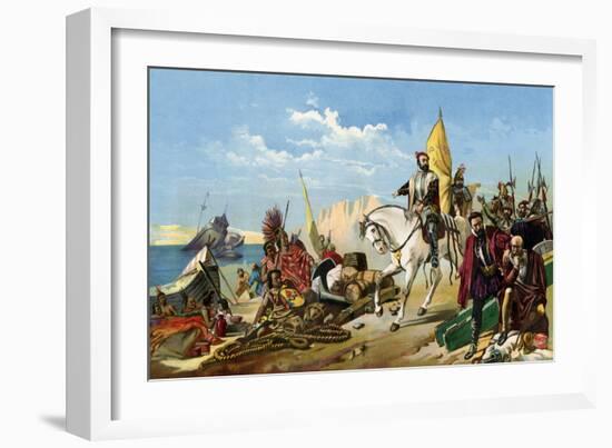 Cortes Scuttling His Ships after Landing in Mexico, c.1518-null-Framed Giclee Print