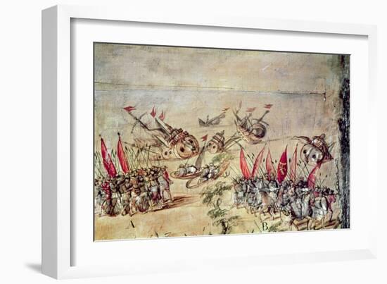 Cortes Sinking His Fleet Off the Coast of Mexico, 1518-Spanish School-Framed Giclee Print