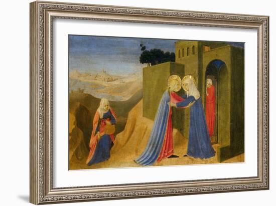 Cortona Altarpiece Showing the Annunciation, Predella: Visitation-Angelico & Strozzi-Framed Giclee Print