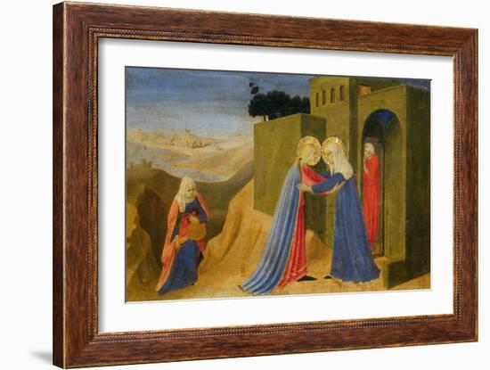 Cortona Altarpiece Showing the Annunciation, Predella: Visitation-Angelico & Strozzi-Framed Giclee Print