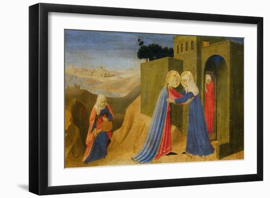 Cortona Altarpiece Showing the Annunciation, Predella: Visitation-Angelico & Strozzi-Framed Giclee Print