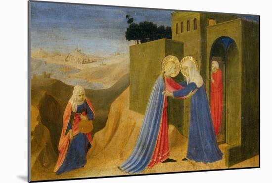 Cortona Altarpiece Showing the Annunciation, Predella: Visitation-Angelico & Strozzi-Mounted Giclee Print