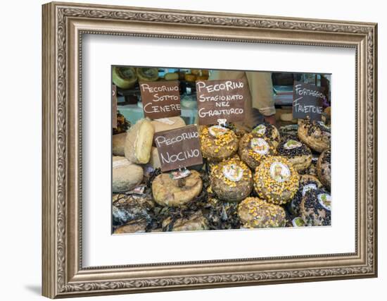 Cortona, Italy. Pecorino Sotto Vinaccia cheese rounds aged under straw.-Janet Horton-Framed Photographic Print