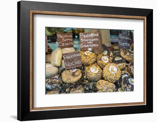 Cortona, Italy. Pecorino Sotto Vinaccia cheese rounds aged under straw.-Janet Horton-Framed Photographic Print