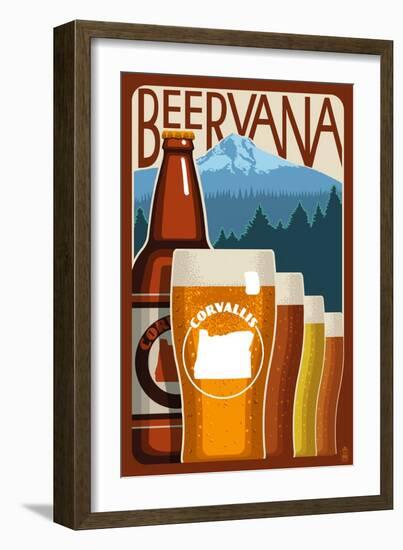 Corvallis, Oregon - Beervana-Lantern Press-Framed Art Print