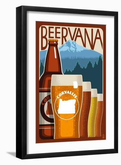 Corvallis, Oregon - Beervana-Lantern Press-Framed Art Print