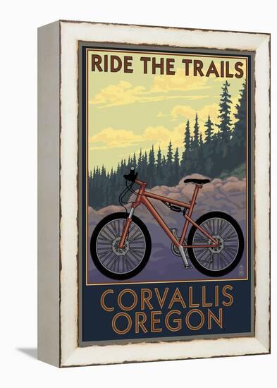 Corvallis, Oregon - Bicycle Ride the Trails-Lantern Press-Framed Stretched Canvas