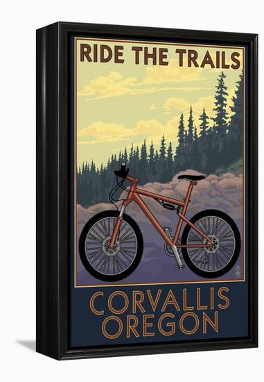 Corvallis, Oregon - Bicycle Ride the Trails-Lantern Press-Framed Stretched Canvas