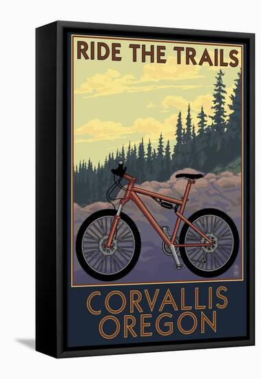 Corvallis, Oregon - Bicycle Ride the Trails-Lantern Press-Framed Stretched Canvas