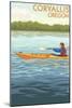 Corvallis, Oregon - Kayak Scene-Lantern Press-Mounted Art Print