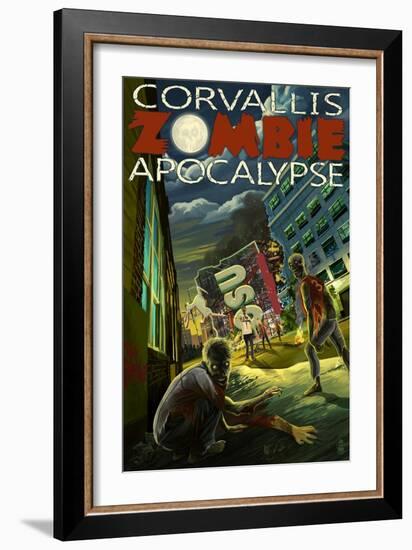 Corvallis, Oregon - Zombie Apocalypse-Lantern Press-Framed Art Print