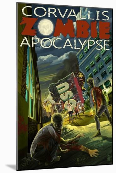 Corvallis, Oregon - Zombie Apocalypse-Lantern Press-Mounted Art Print