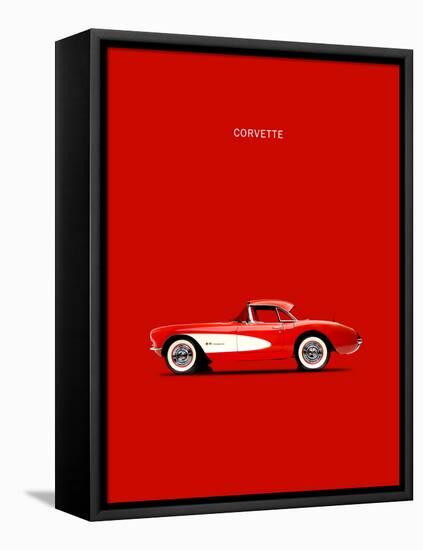 Corvette 1957 Red-Mark Rogan-Framed Stretched Canvas