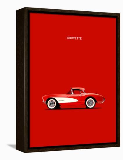 Corvette 1957 Red-Mark Rogan-Framed Stretched Canvas