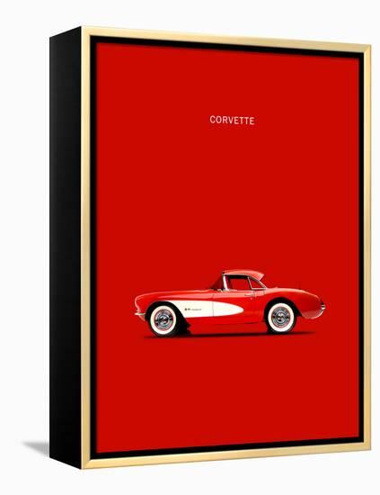 Corvette 1957 Red-Mark Rogan-Framed Stretched Canvas