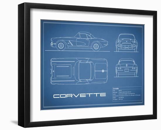 Corvette 33BHP-Blue-Mark Rogan-Framed Art Print