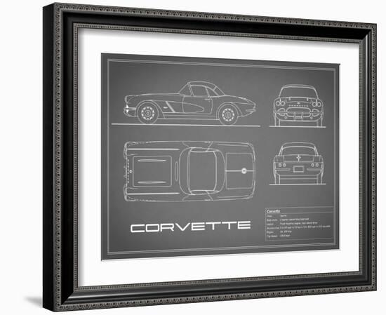 Corvette 33BHP-Grey-Mark Rogan-Framed Art Print