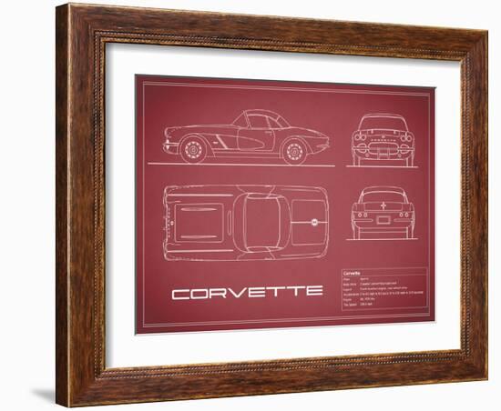 Corvette 33BHP-Maroon-Mark Rogan-Framed Art Print