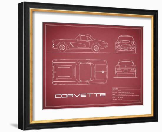 Corvette 33BHP-Maroon-Mark Rogan-Framed Art Print