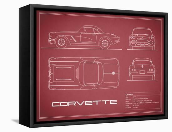 Corvette 33BHP-Maroon-Mark Rogan-Framed Stretched Canvas
