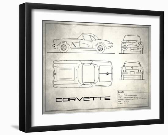 Corvette 33BHP White-Mark Rogan-Framed Art Print