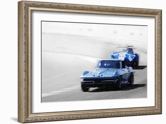 Corvette and AC Cobra Shelby Watercolor-NaxArt-Framed Art Print