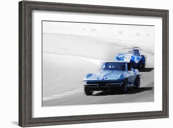 Corvette and AC Cobra Shelby Watercolor-NaxArt-Framed Art Print