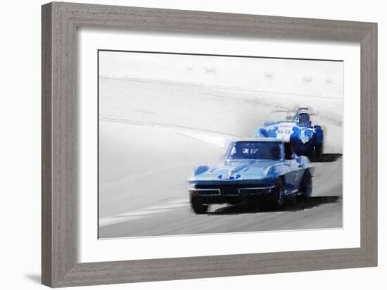 Corvette and AC Cobra Shelby Watercolor-NaxArt-Framed Art Print