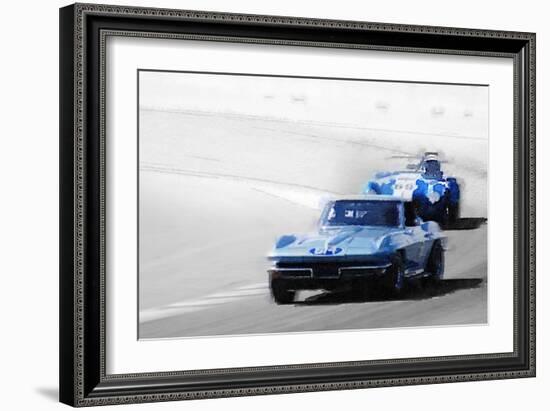 Corvette and AC Cobra Shelby Watercolor-NaxArt-Framed Art Print