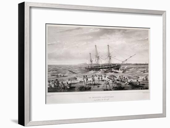 Corvette Astrolabe in Danger on Coral Reef at Island of Tongatapu-null-Framed Giclee Print