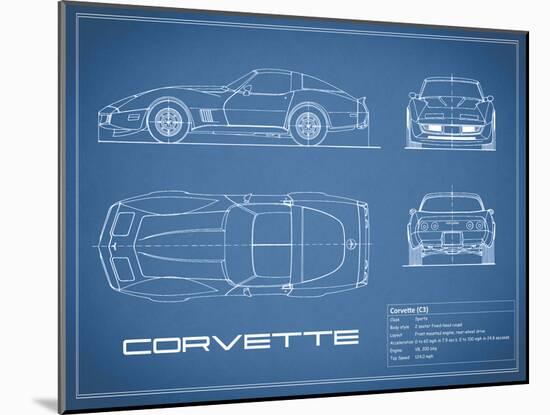 Corvette C3-Blue-Mark Rogan-Mounted Art Print