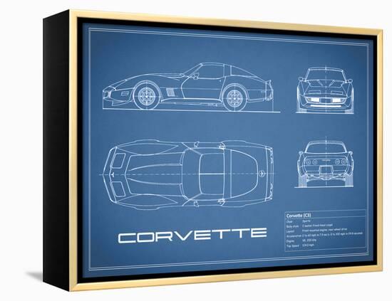 Corvette C3-Blue-Mark Rogan-Framed Stretched Canvas