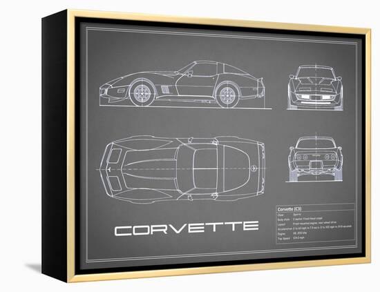 Corvette C3-Grey-Mark Rogan-Framed Stretched Canvas