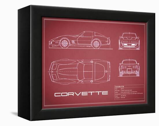 Corvette C3-Maroon-Mark Rogan-Framed Stretched Canvas