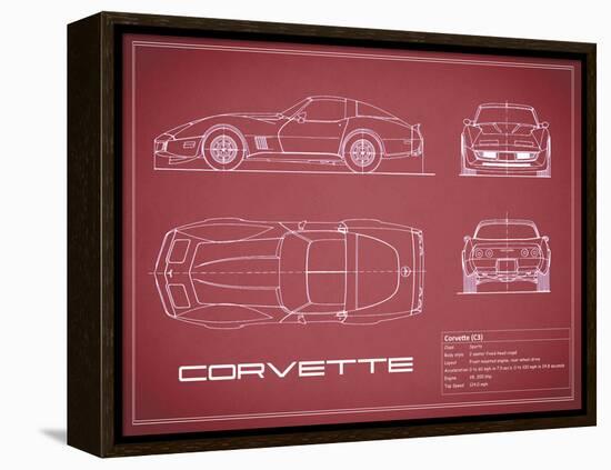 Corvette C3-Maroon-Mark Rogan-Framed Stretched Canvas