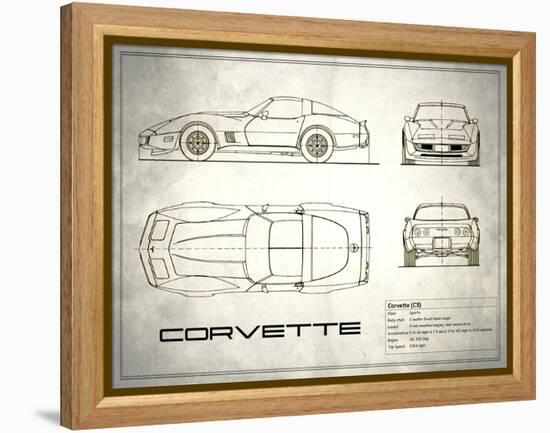 Corvette C3 White-Mark Rogan-Framed Stretched Canvas