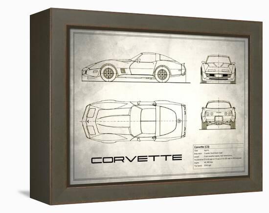 Corvette C3 White-Mark Rogan-Framed Stretched Canvas