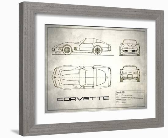 Corvette C3 White-Mark Rogan-Framed Art Print