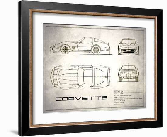 Corvette C3 White-Mark Rogan-Framed Art Print