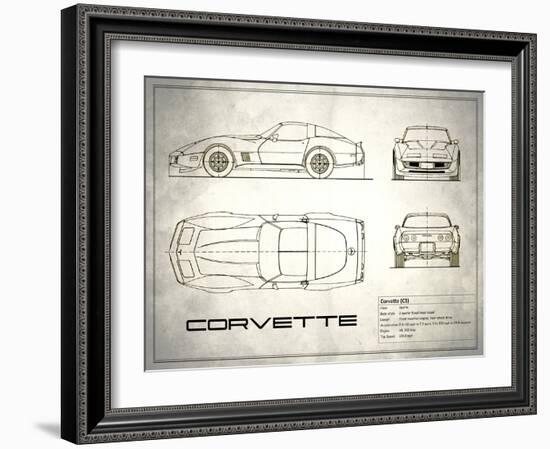 Corvette C3 White-Mark Rogan-Framed Art Print